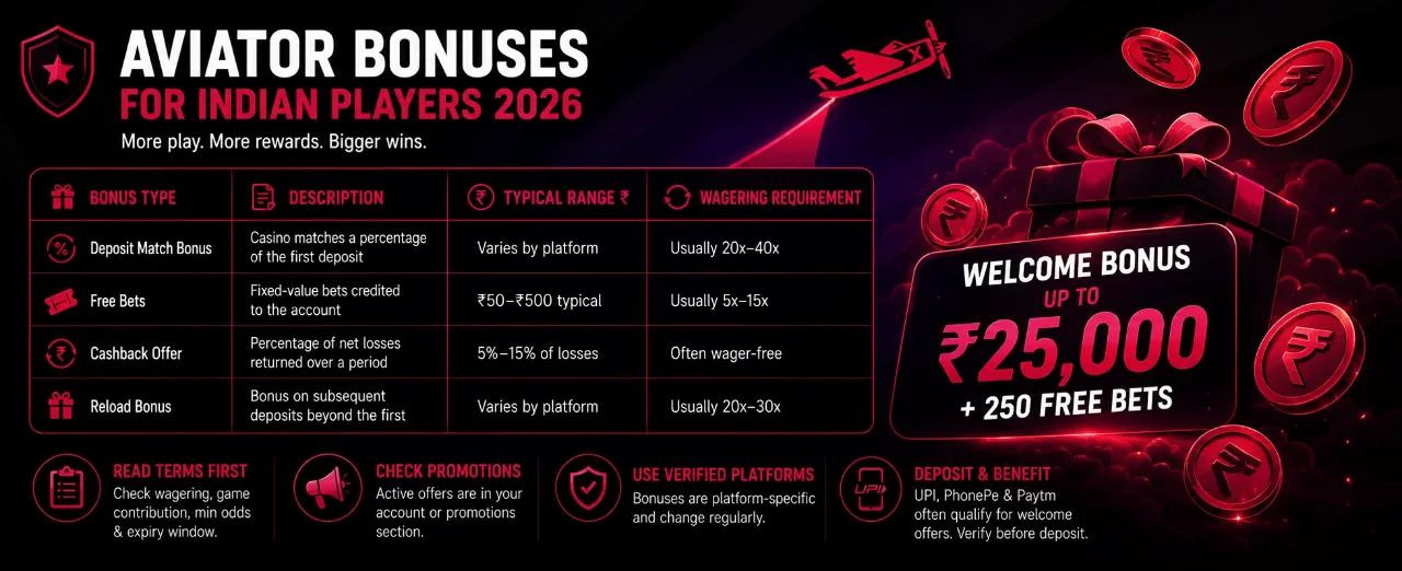 Casino bonus offer banner with rupee symbols