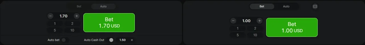 Double bet panel with two active bets