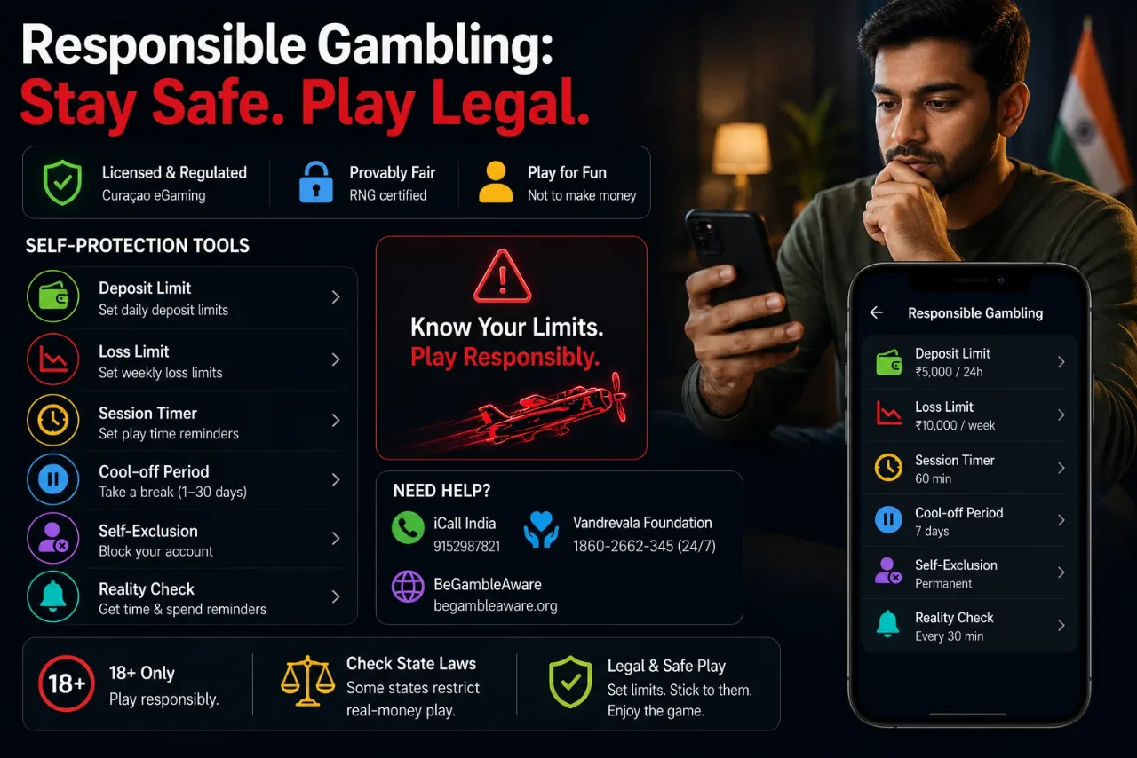 Person reviewing gambling safety tools on phone